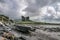 Ballycarbery Castle with old boat