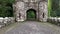 Ballysaggartmore Towers. Drone flies across the medieval bridge in Lismore 4k