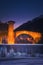 Balmaseda bridge at night with Cadagua river