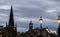 The Balmoral Hotel historical building in Edinburgh, Scotland, during a cloudy autumn morning.