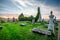 Balnakeil Chapel,historic church ruins and graveyard at sunset,next to Balnakeil Beach, Lairg,northwest Scotland,UK