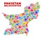 Balochistan Province Map - Mosaic of Color Triangles