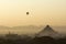 Baloons over Bagan temples in Myanmar (Burma)