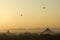 Baloons over Bagan temples in Myanmar (Burma)