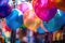 Baloonss on the background of the city street. Holiday