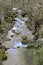 Balozano river in long exposure silk effect in autumn in Extremadura