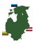 Baltic countries map with flags - Baltic states, Baltic republics, Baltic nations or simply the Baltics