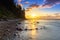 Baltic sea and Cliff of Orlowo at sunrise