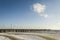 Baltic sea and pier in gdynia orlowo in poland in the winter, europe