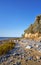 Baltic Sea steep coast of sand with shrubs in Hohenkirchen