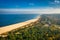 Baltic Sea and the Stogi beach in autumnal colors, Gdansk. Poland