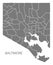Baltimore Maryland city map with neighborhoods grey illustration