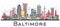 Baltimore Maryland City Skyline with Gray Buildings Isolated on