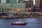 BALTIMORE, MARYLAND - OCTOBER 04, 2019: Baltimore pier and Baltimore City Fire Department Boat