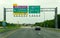 Baltimore, Maryland, U.S - August 16, 2020 - The light traffic on Interstate 95 North towards New York and sign to EZPass lane