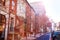 Baltimore streets with red brick houses, USA