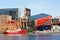 Baltimore, USA - January 31, 2014: The Chesapeake lightship and the Torsk submarine are moored in front of the National Aquarium