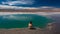 Baltinache Hidden lagoons salt lakes with tourist in Atacama desert gigapan