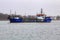 BALTIYSK, RUSSIA - JANUARY 02, 2021: Dredging ship by name White Sea project Damen TSHD2000 in the Vistula Lagoon. The ship was
