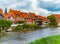 Bamberg city in Germany. River in foreground