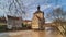 Bamberg. View of Old Town Hall of Bamberg with two bridges over the Regnitz river, Bavaria, Germany