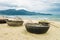 Bamboo boat on the China Beach in Danang Vietnam