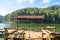 Bamboo cottage floating on rim reservoir