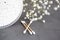 Bamboo cotton sticks for medicine, cosmetics, ear cleaning on a gray background