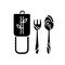 Bamboo cutlery black glyph icon