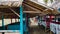 A bamboo house on the beach as a shopping place for tourists on Benoangeun Beach, Banten, Indonesia