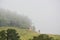 Bamboo hut on hill cover by mist in morning