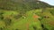 Bamboo hut homestay farm with Green rice paddy fields in Northern Thailand Chiang Mai region