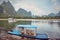 Bamboo like raft at Li River bank near Xingping, China