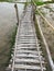 Bamboo pathway in the middle of paddy fields, bamboo walkway and footbridge