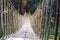 Bamboo pedestrian suspension bridge. Vietnam.