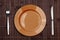 Bamboo placemat with plate fork and knife