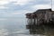 Bamboo poles support the stilt Bajau shanty houses built by indigenous people in the Philippines.