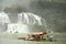 Bamboo Raft with tourists at Ban Gioc Waterfall, Vietnam