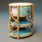 Bamboo Revolving Shelf With Blue Paint - Realistic 3d Model