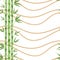 Bamboo rope and green bamboo plant on a white background seamless pattern. Vector illustration of eco-friendly material