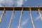 Bamboo scaffolding in structure building on blue sky