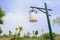 Bamboo-shaped lamppost in sunny spring sky