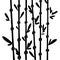 Bamboo silhouette forest set. Nature Japan, China. Plant black tree with leaves. Rainforest in Asia.