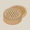 Bamboo steamer with lid illustration