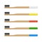 Bamboo Toothbrush Set on White Background. Vector