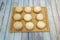 Bamboo tray with typical Argentine alfajores dessert