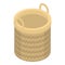 Bamboo wicker icon, isometric style