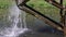 Bamboo wood Irrigation turbine in pond