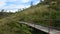 Bamboo wooden walkway bridge of Khao Lon Adventure in Nakhon Nayok, Thailand