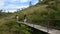 Bamboo wooden walkway bridge of Khao Lon Adventure in Nakhon Nayok, Thailand